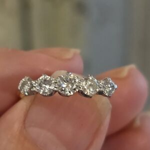 Vintage (1940s) 5 Diamond Yellow Gold Ring - Size 6.5